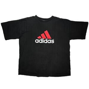 Vintage 90s Adidas Logo Tee Shirt Black Red